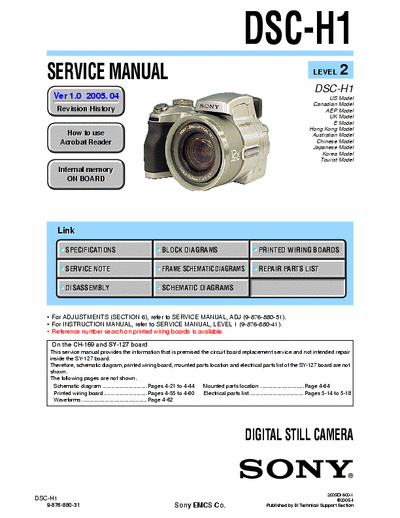 Sony DSC-H1 Sony DSC-H1 Service Manual